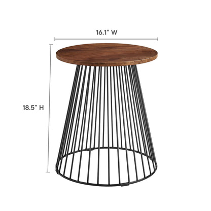 Modway - Valeo Round Wood and Metal Side Table by Modway  Living Room Tables Brown - EEI-6831-WAL