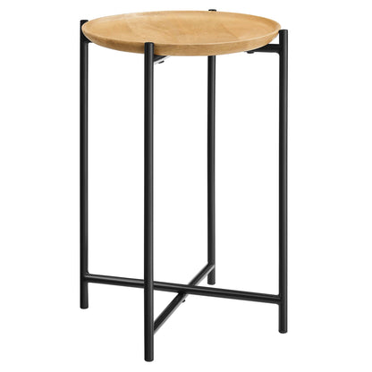 Modway - Xilo Round Wood and Metal Side Table by Modway  Living Room Tables Brown - EEI-6832-OAK