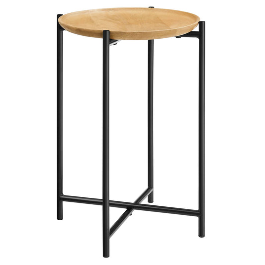 Modway - Xilo Round Wood and Metal Side Table by Modway  Living Room Tables Brown - EEI-6832-OAK