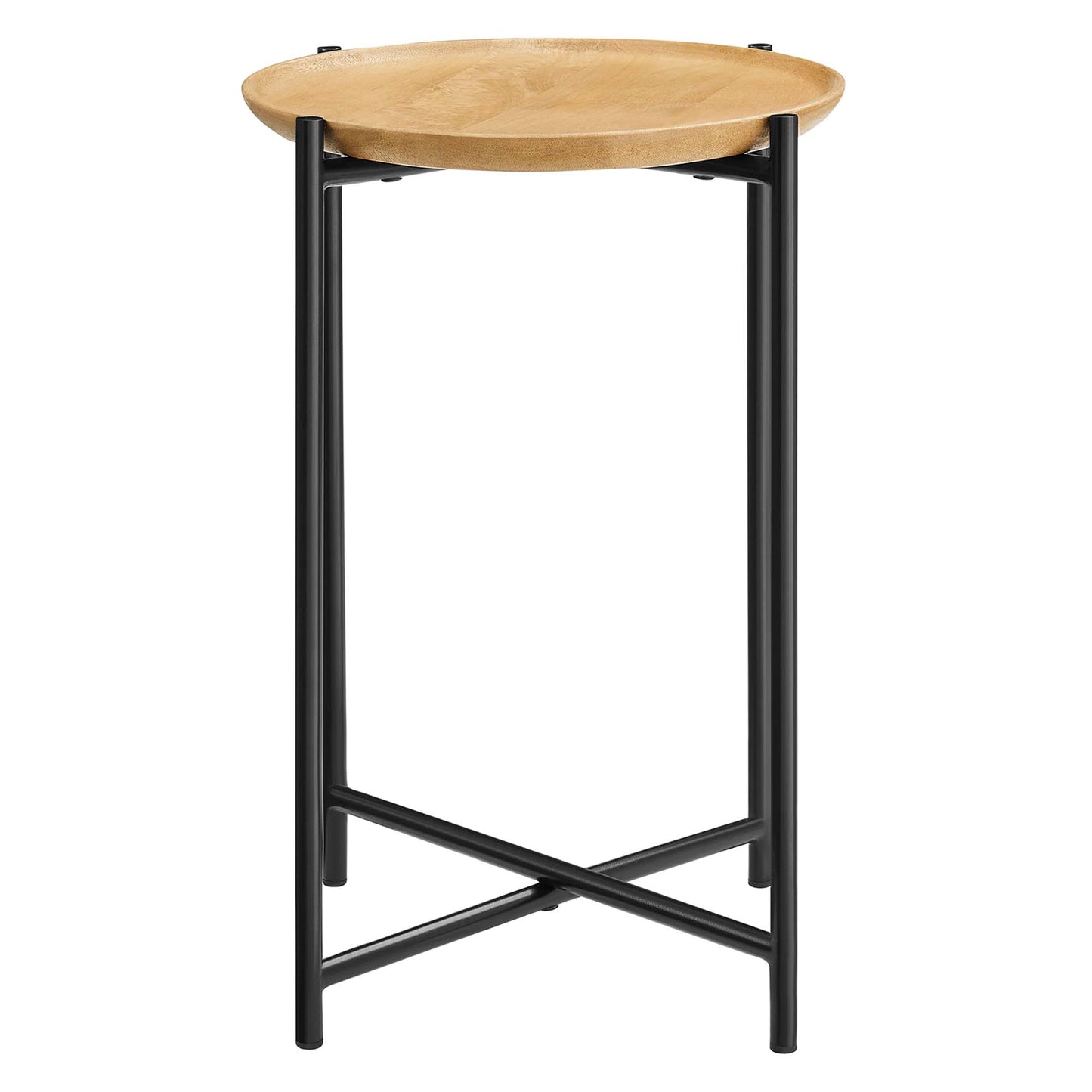 Modway - Xilo Round Wood and Metal Side Table by Modway  Living Room Tables Brown - EEI-6832-OAK