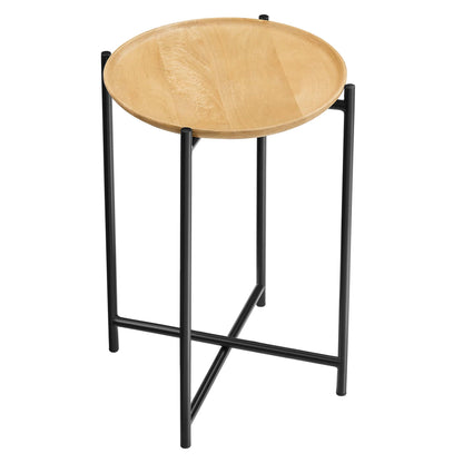 Modway - Xilo Round Wood and Metal Side Table by Modway  Living Room Tables Brown - EEI-6832-OAK