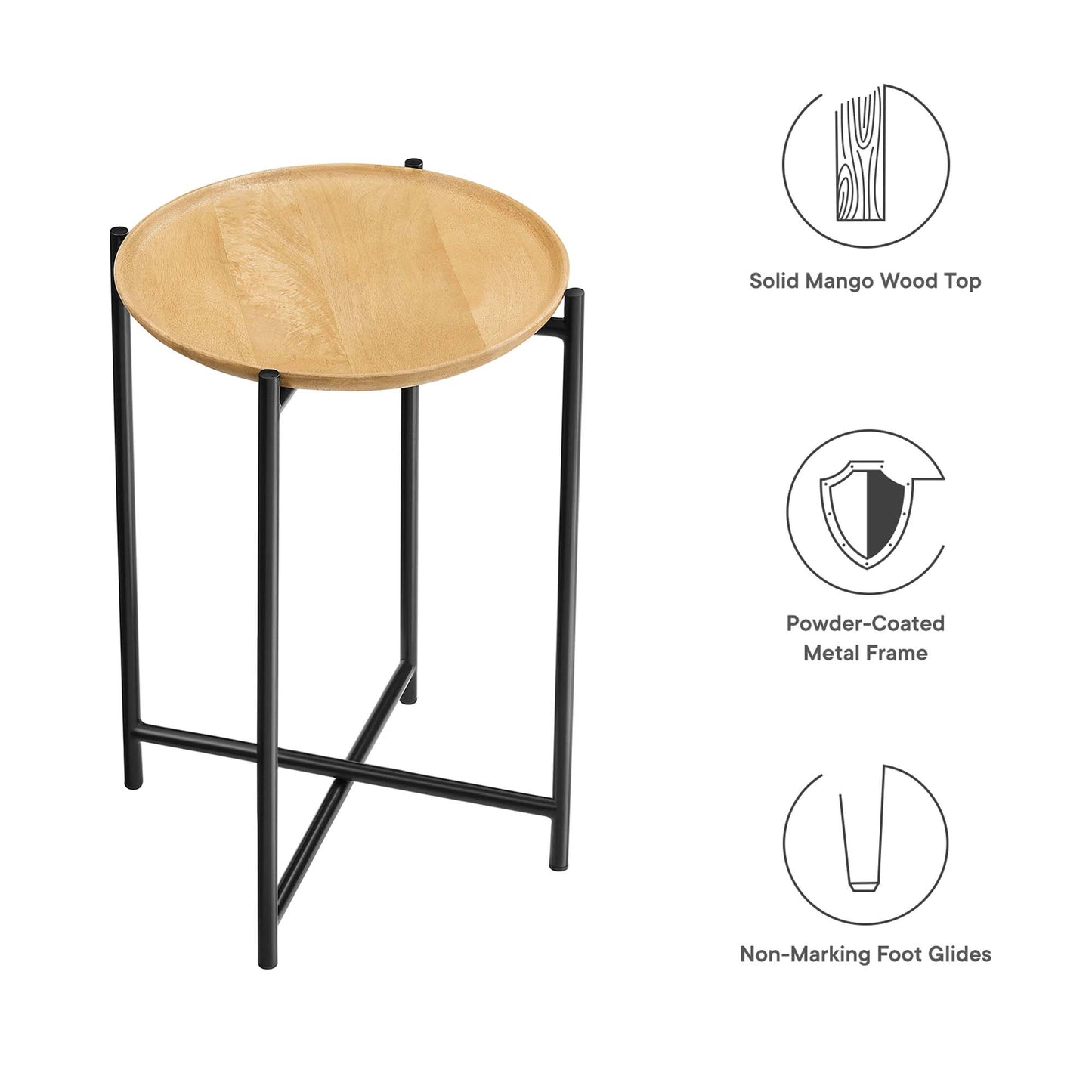 Modway - Xilo Round Wood and Metal Side Table by Modway  Living Room Tables Brown - EEI-6832-OAK