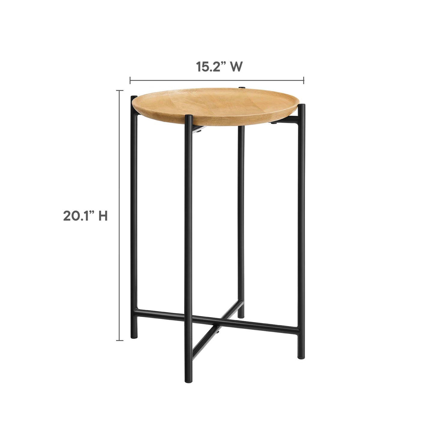 Modway - Xilo Round Wood and Metal Side Table by Modway  Living Room Tables Brown - EEI-6832-OAK