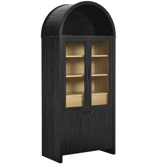 Modway - Evie Arched Tall Display Cabinet by Modway  Living Room Decor Black - EEI-6834-BLK-OAK