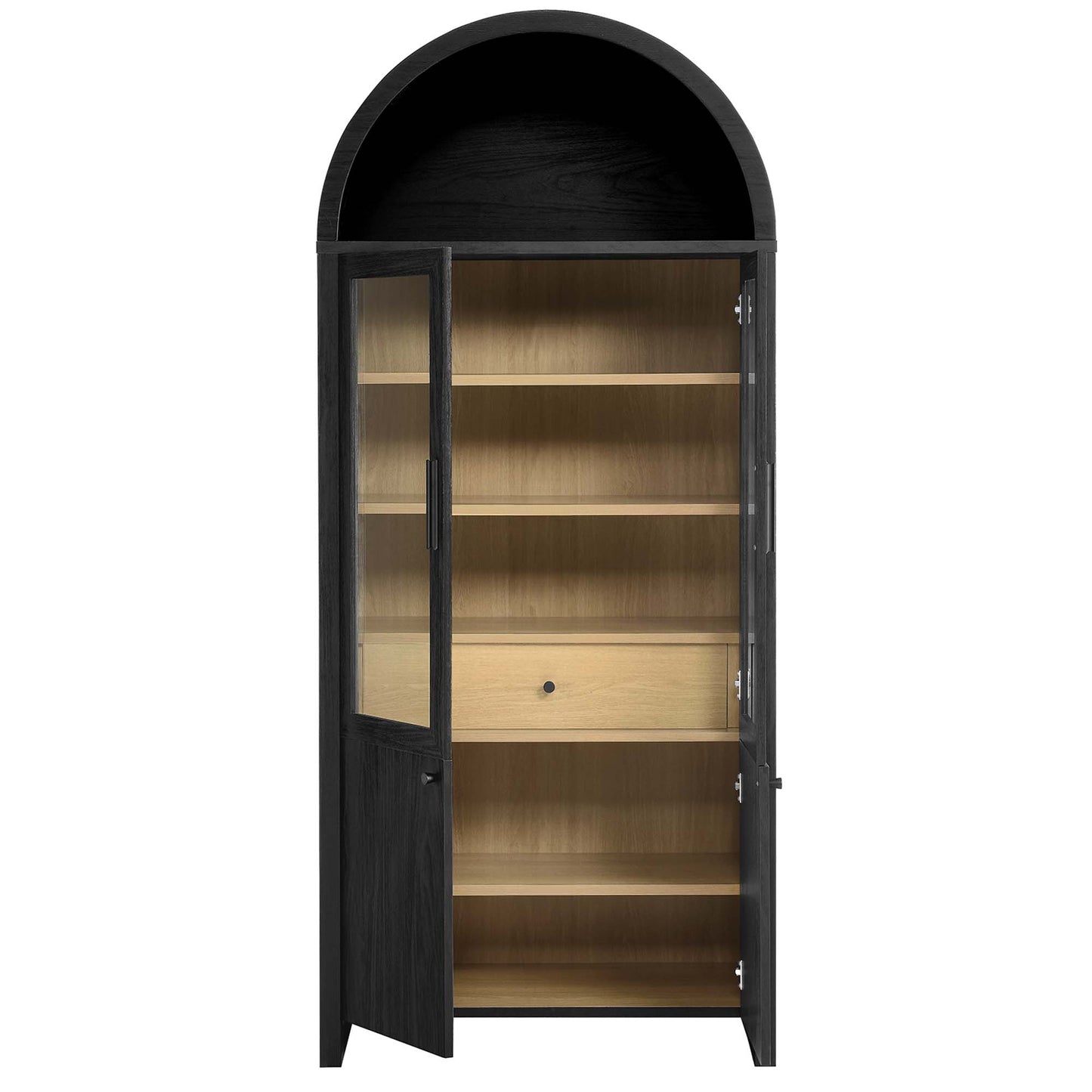 Modway - Evie Arched Tall Display Cabinet by Modway  Living Room Decor Black - EEI-6834-BLK-OAK