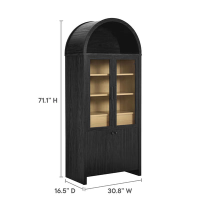 Modway - Evie Arched Tall Display Cabinet by Modway  Living Room Decor Black - EEI-6834-BLK-OAK