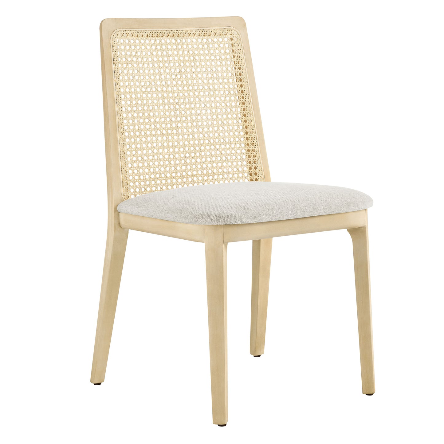 Modway Outlet Monarch Wood and Rattan Dining Side Chair by Modway  Bar and Dining Furniture Antique White Natural Heathered Weave Ivory - EEI-6843-AQW-NAT-HEI