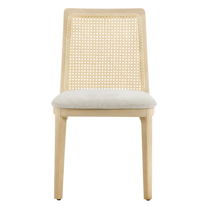 Modway Outlet Monarch Wood and Rattan Dining Side Chair by Modway  Bar and Dining Furniture Antique White Natural Heathered Weave Ivory - EEI-6843-AQW-NAT-HEI