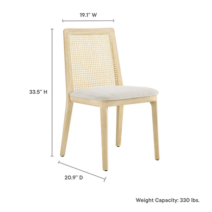 Modway Outlet Monarch Wood and Rattan Dining Side Chair by Modway  Bar and Dining Furniture Antique White Natural Heathered Weave Ivory - EEI-6843-AQW-NAT-HEI