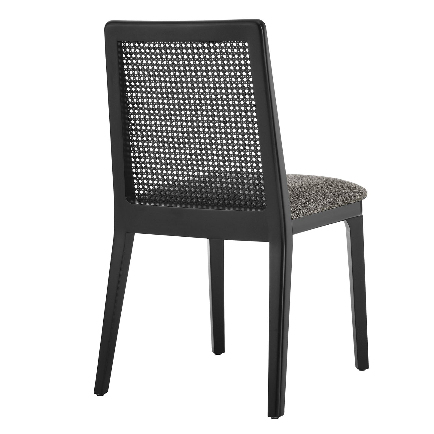 Modway Outlet Monarch Wood and Rattan Dining Side Chair by Modway  Bar and Dining Furniture Black Black Gray - EEI-6843-BLK-BLK-GRY