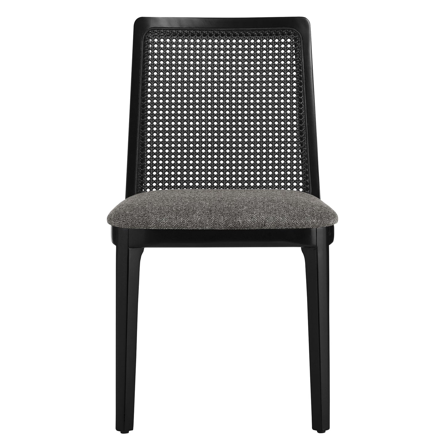 Modway Outlet Monarch Wood and Rattan Dining Side Chair by Modway  Bar and Dining Furniture Black Black Gray - EEI-6843-BLK-BLK-GRY