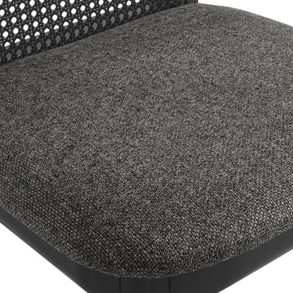 Modway Outlet Monarch Wood and Rattan Dining Side Chair by Modway  Bar and Dining Furniture Black Black Gray - EEI-6843-BLK-BLK-GRY