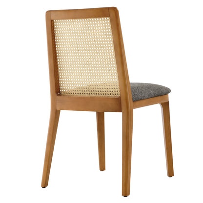 Modway Outlet Monarch Wood and Rattan Dining Side Chair by Modway  Bar and Dining Furniture Honey Natural Gray - EEI-6843-HON-NAT-GRY