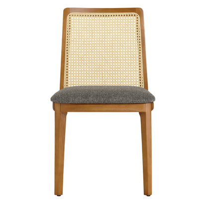 Modway Outlet Monarch Wood and Rattan Dining Side Chair by Modway  Bar and Dining Furniture Honey Natural Gray - EEI-6843-HON-NAT-GRY