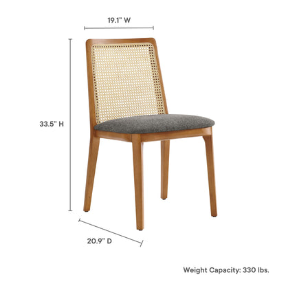 Modway Outlet Monarch Wood and Rattan Dining Side Chair by Modway  Bar and Dining Furniture Honey Natural Gray - EEI-6843-HON-NAT-GRY