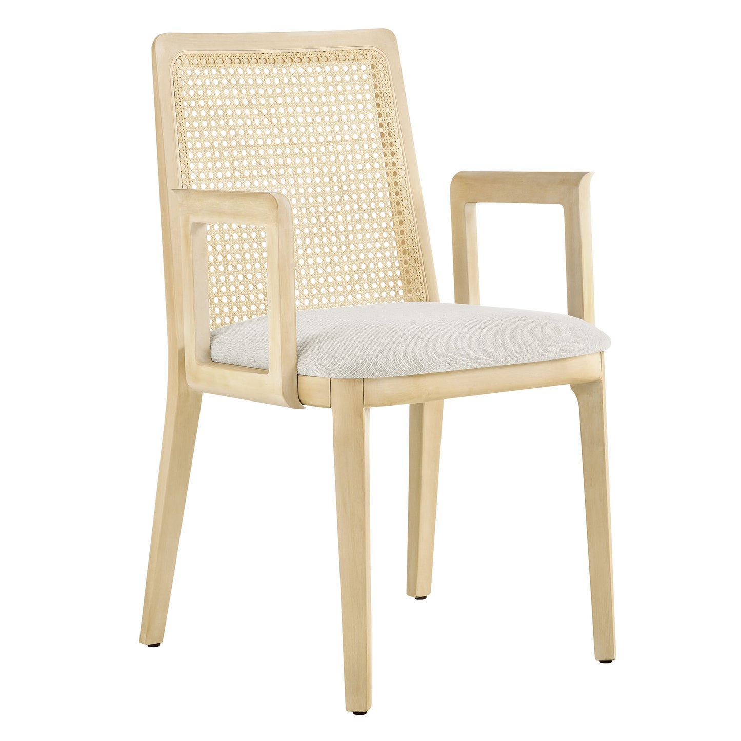 Modway Outlet Monarch Wood and Rattan Dining Armchair by Modway  Bar and Dining Furniture Antique White Natural Heathered Weave Ivory - EEI-6844-AQW-NAT-HEI