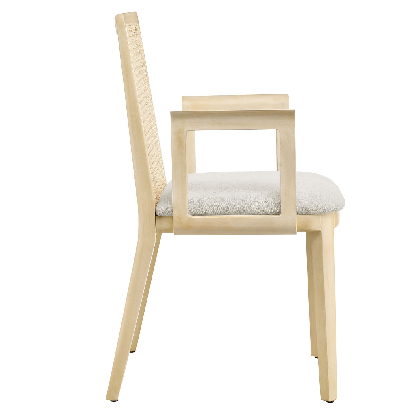 Modway Outlet Monarch Wood and Rattan Dining Armchair by Modway  Bar and Dining Furniture Antique White Natural Heathered Weave Ivory - EEI-6844-AQW-NAT-HEI