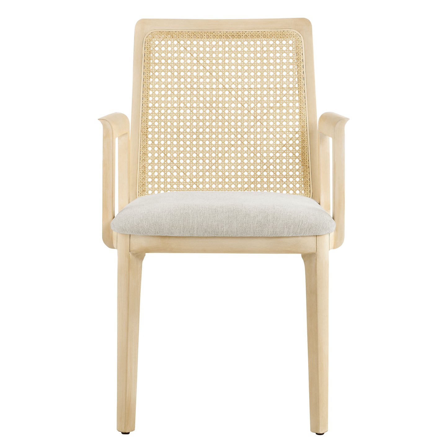 Modway Outlet Monarch Wood and Rattan Dining Armchair by Modway  Bar and Dining Furniture Antique White Natural Heathered Weave Ivory - EEI-6844-AQW-NAT-HEI