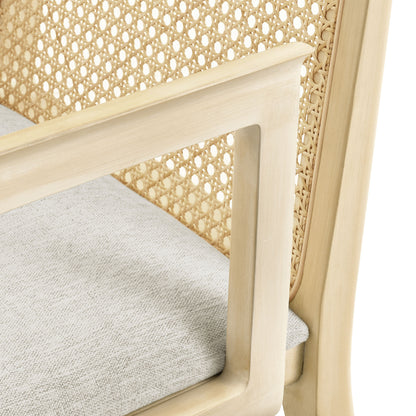 Modway Outlet Monarch Wood and Rattan Dining Armchair by Modway  Bar and Dining Furniture Antique White Natural Heathered Weave Ivory - EEI-6844-AQW-NAT-HEI