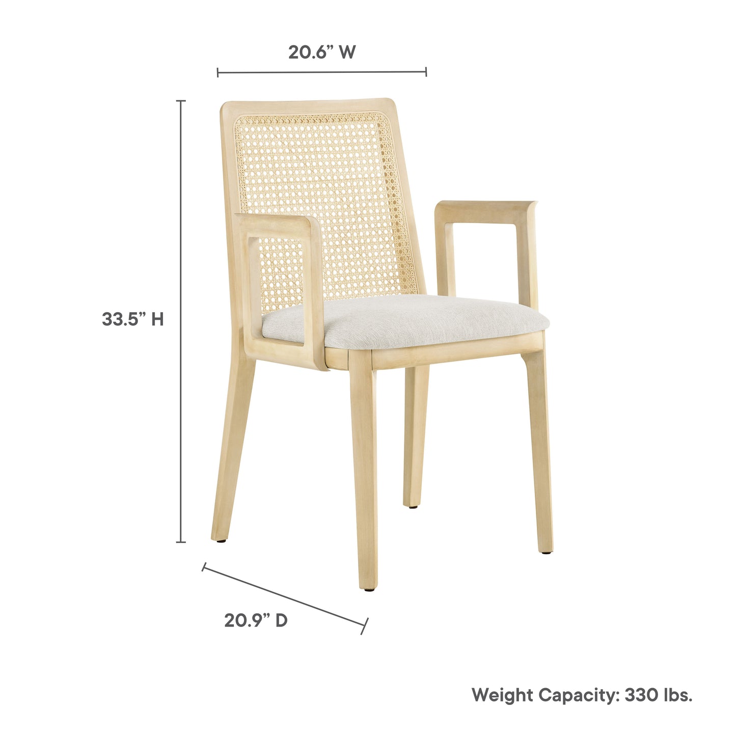 Modway Outlet Monarch Wood and Rattan Dining Armchair by Modway  Bar and Dining Furniture Antique White Natural Heathered Weave Ivory - EEI-6844-AQW-NAT-HEI
