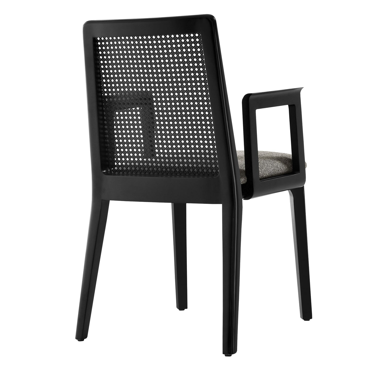 Modway Outlet Monarch Wood and Rattan Dining Armchair by Modway  Bar and Dining Furniture Black Black Gray - EEI-6844-BLK-BLK-GRY