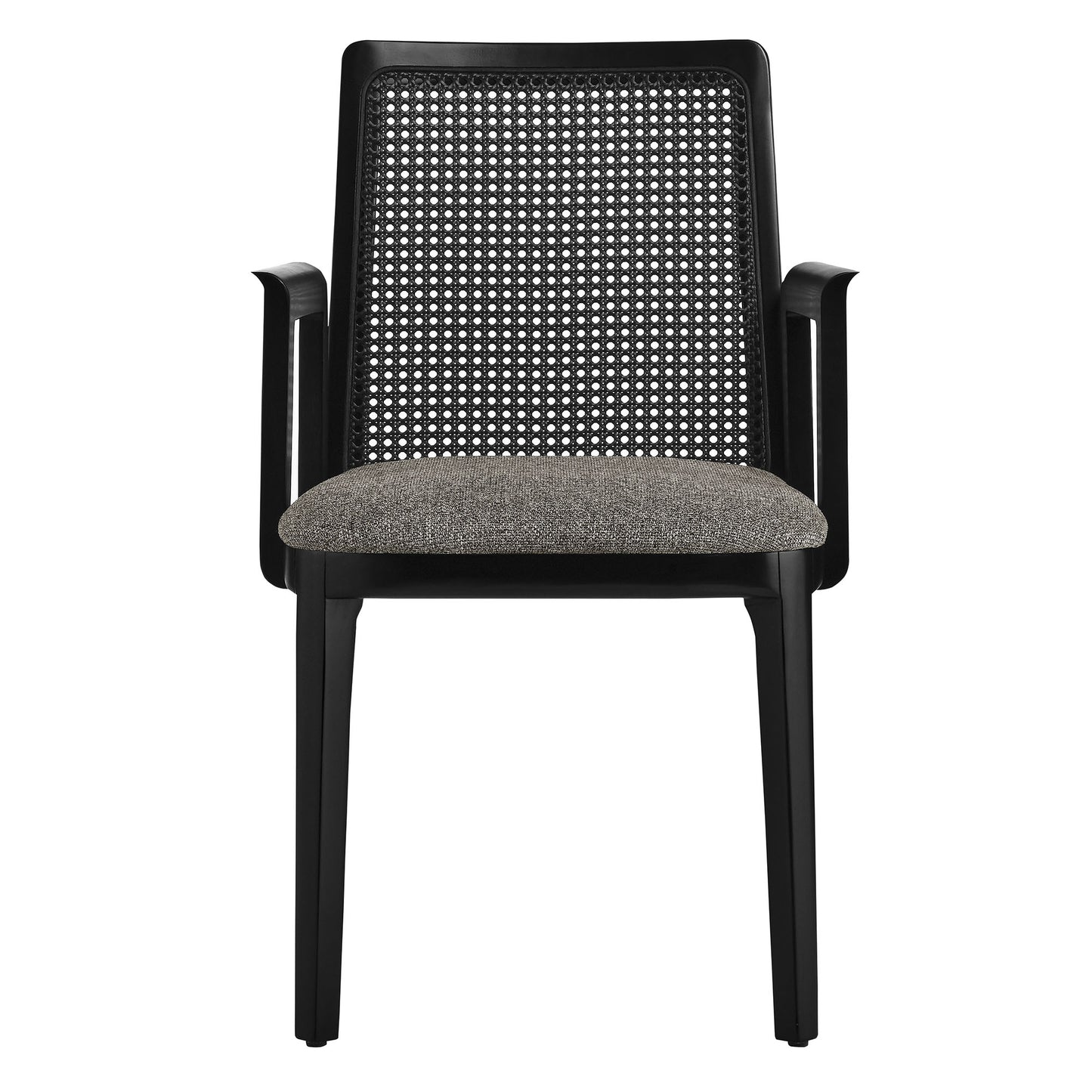 Modway Outlet Monarch Wood and Rattan Dining Armchair by Modway  Bar and Dining Furniture Black Black Gray - EEI-6844-BLK-BLK-GRY