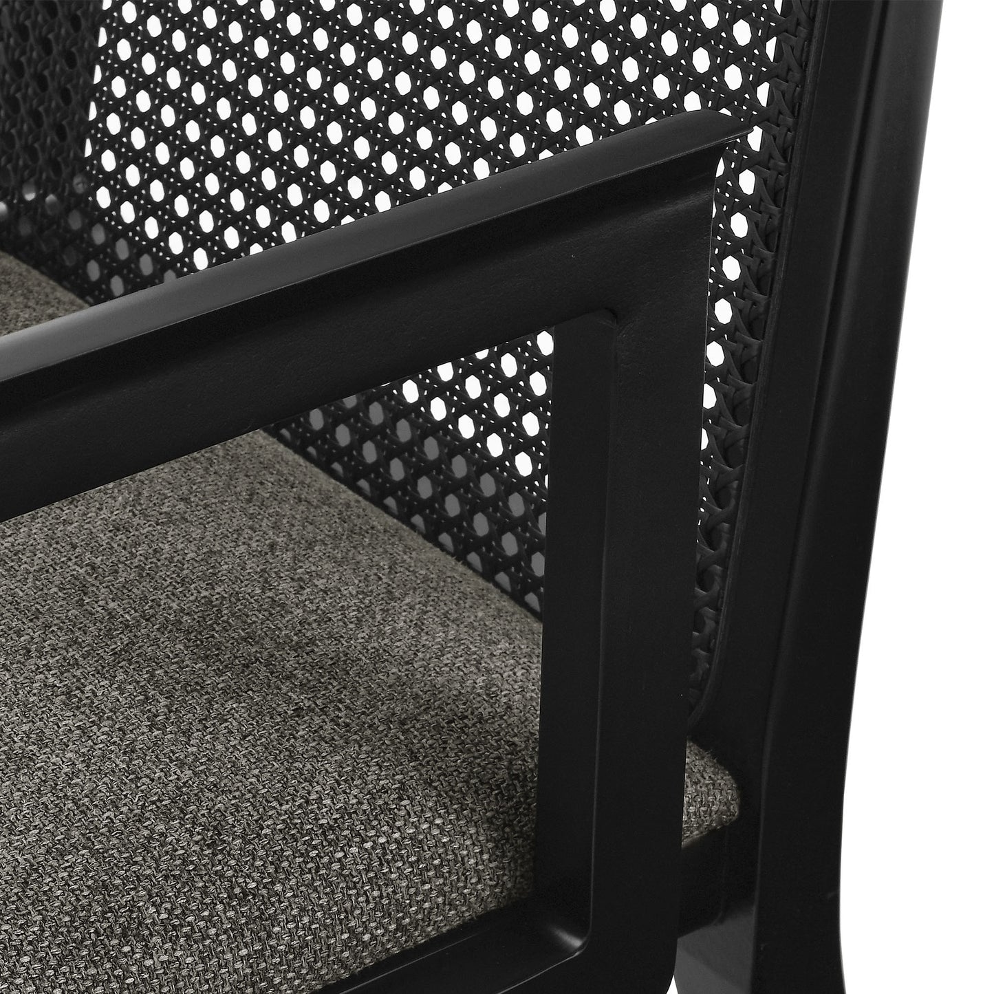 Modway Outlet Monarch Wood and Rattan Dining Armchair by Modway  Bar and Dining Furniture Black Black Gray - EEI-6844-BLK-BLK-GRY