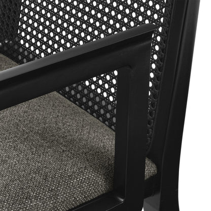 Modway Outlet Monarch Wood and Rattan Dining Armchair by Modway  Bar and Dining Furniture Black Black Gray - EEI-6844-BLK-BLK-GRY