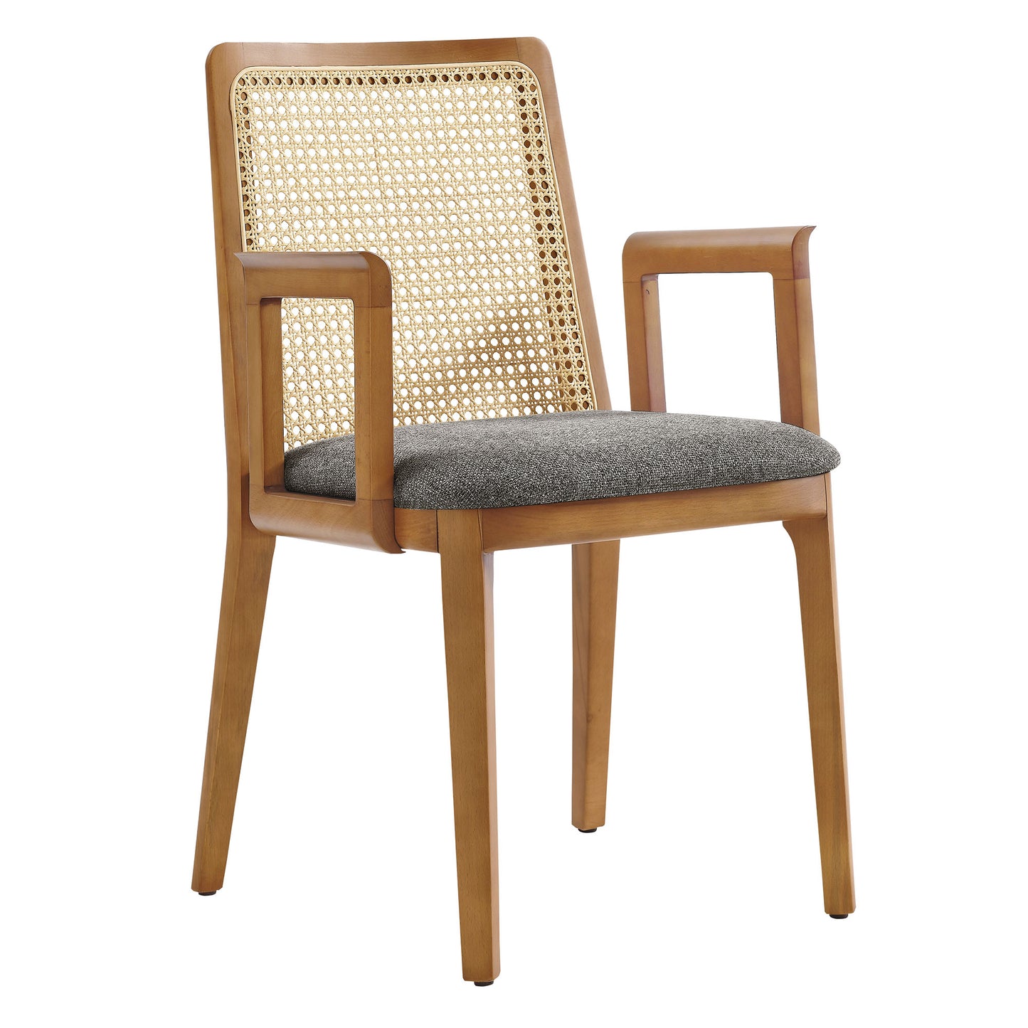 Modway Outlet Monarch Wood and Rattan Dining Armchair by Modway  Bar and Dining Furniture Honey Natural Gray - EEI-6844-HON-NAT-GRY