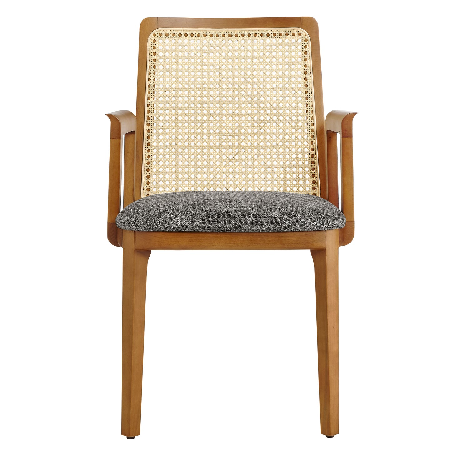 Modway Outlet Monarch Wood and Rattan Dining Armchair by Modway  Bar and Dining Furniture Honey Natural Gray - EEI-6844-HON-NAT-GRY
