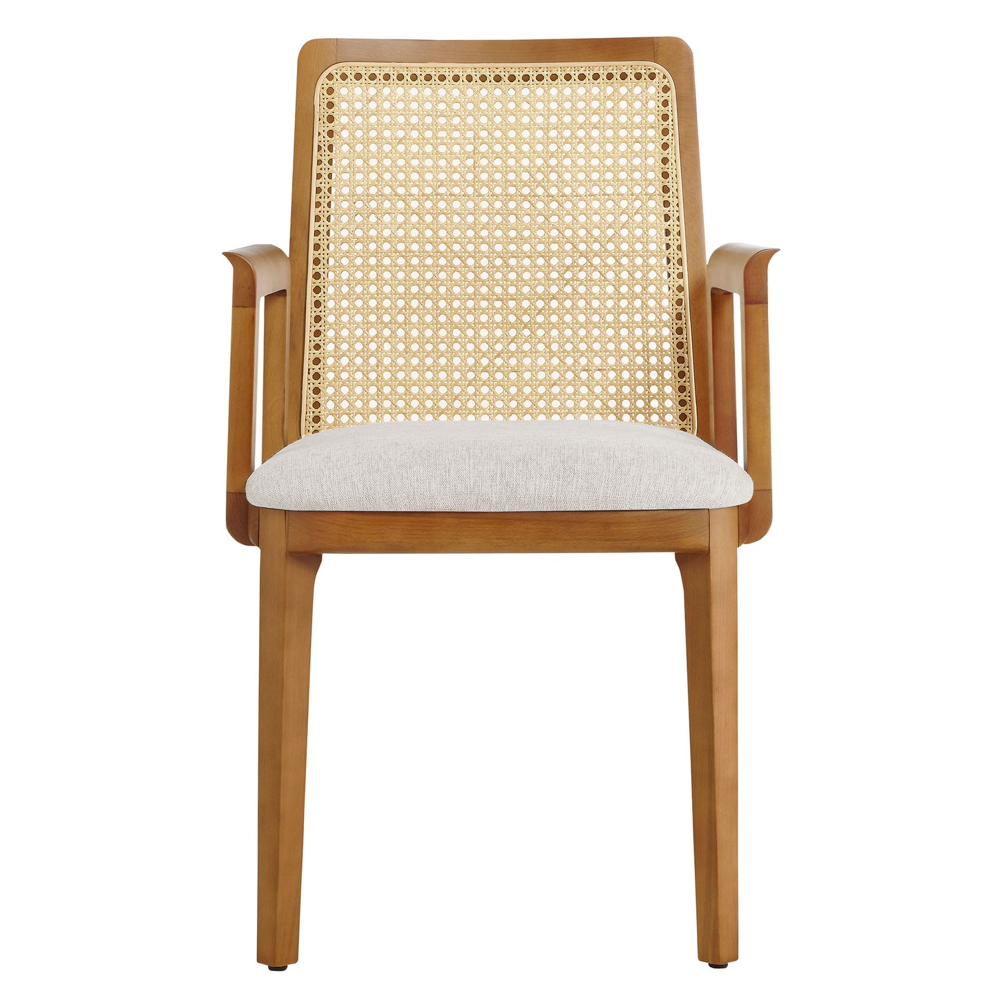Modway Outlet Monarch Wood and Rattan Dining Armchair by Modway  Bar and Dining Furniture Honey Natural Heathered Weave Ivory - EEI-6844-HON-NAT-HEI