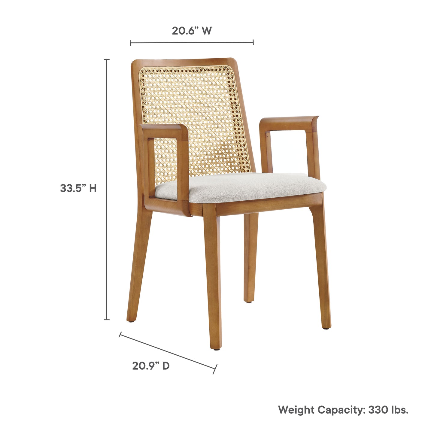 Modway Outlet Monarch Wood and Rattan Dining Armchair by Modway  Bar and Dining Furniture Honey Natural Heathered Weave Ivory - EEI-6844-HON-NAT-HEI