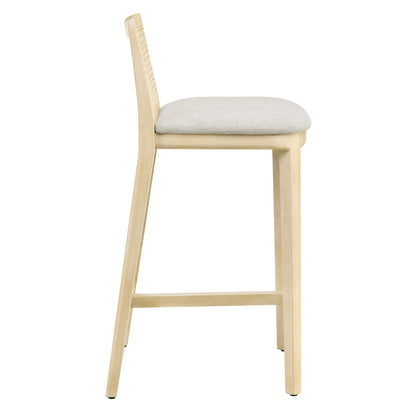 Modway Outlet Monarch Wood and Rattan Counter Stool by Modway  Bar and Dining Furniture Antique White Natural Heathered Weave Ivory - EEI-6845-AQW-NAT-HEI
