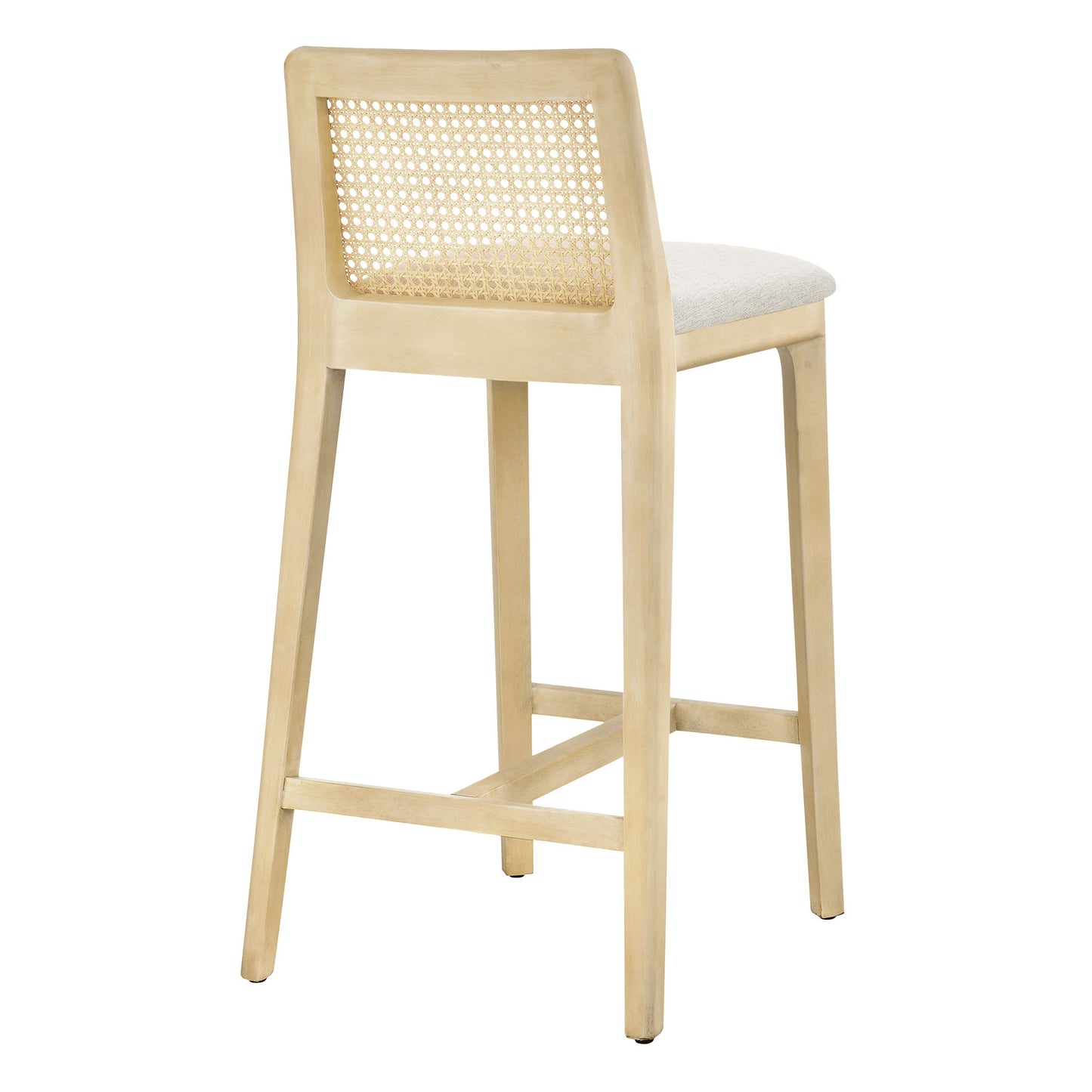 Modway Outlet Monarch Wood and Rattan Counter Stool by Modway  Bar and Dining Furniture Antique White Natural Heathered Weave Ivory - EEI-6845-AQW-NAT-HEI