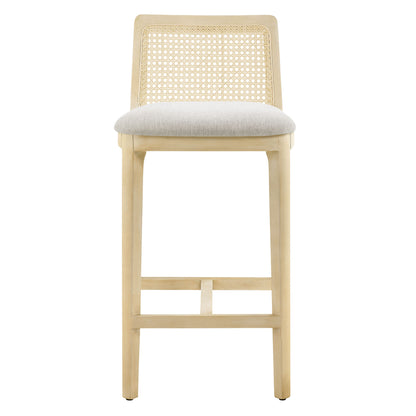 Modway Outlet Monarch Wood and Rattan Counter Stool by Modway  Bar and Dining Furniture Antique White Natural Heathered Weave Ivory - EEI-6845-AQW-NAT-HEI