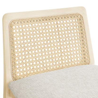 Modway Outlet Monarch Wood and Rattan Counter Stool by Modway  Bar and Dining Furniture Antique White Natural Heathered Weave Ivory - EEI-6845-AQW-NAT-HEI