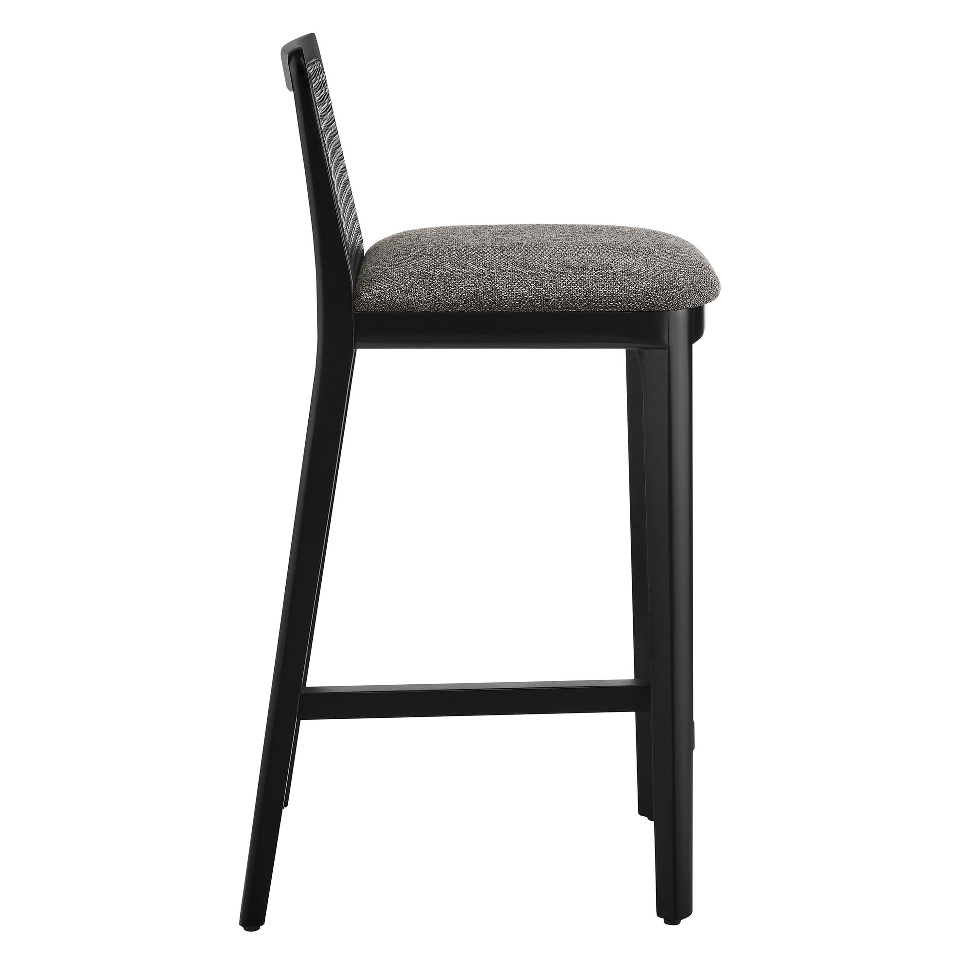 Black wood and rattan counter stool.