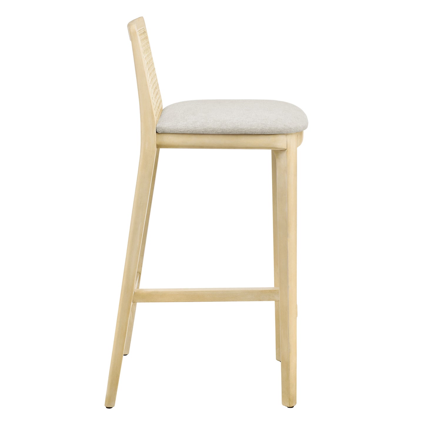 Modway Outlet Monarch Wood and Rattan Bar Stool by Modway  Bar and Dining Furniture Antique White Natural Heathered Weave Ivory - EEI-6846-AQW-NAT-HEI