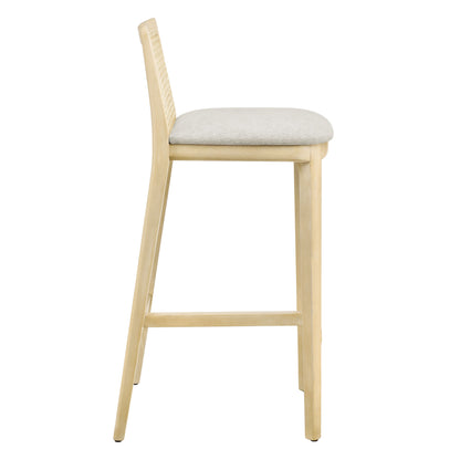 Modway Outlet Monarch Wood and Rattan Bar Stool by Modway  Bar and Dining Furniture Antique White Natural Heathered Weave Ivory - EEI-6846-AQW-NAT-HEI