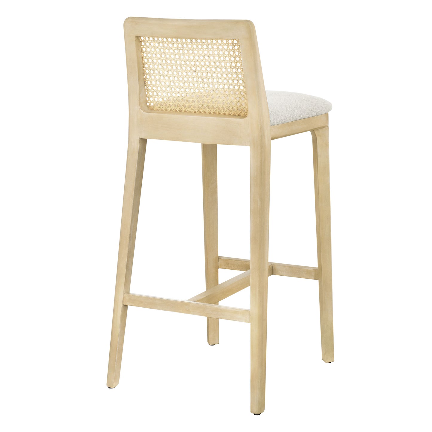 Modway Outlet Monarch Wood and Rattan Bar Stool by Modway  Bar and Dining Furniture Antique White Natural Heathered Weave Ivory - EEI-6846-AQW-NAT-HEI