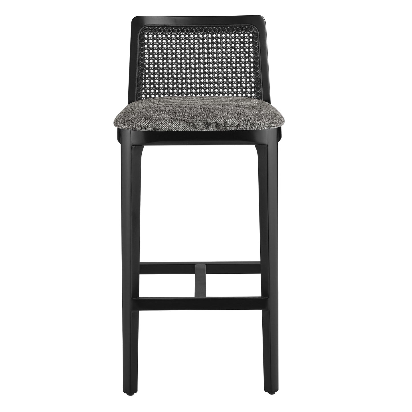 Modway Outlet Monarch Wood and Rattan Bar Stool by Modway  Bar and Dining Furniture Black Black Gray - EEI-6846-BLK-BLK-GRY