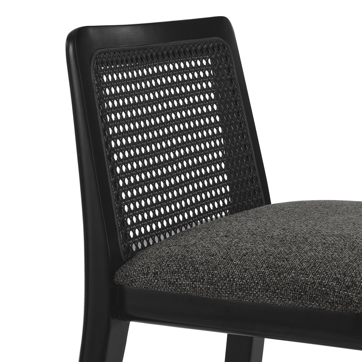 Modway Outlet Monarch Wood and Rattan Bar Stool by Modway  Bar and Dining Furniture Black Black Gray - EEI-6846-BLK-BLK-GRY