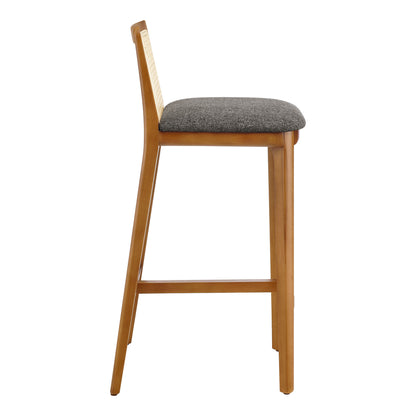 Modway Outlet Monarch Wood and Rattan Bar Stool by Modway  Bar and Dining Furniture Honey Natural Gray - EEI-6846-HON-NAT-GRY