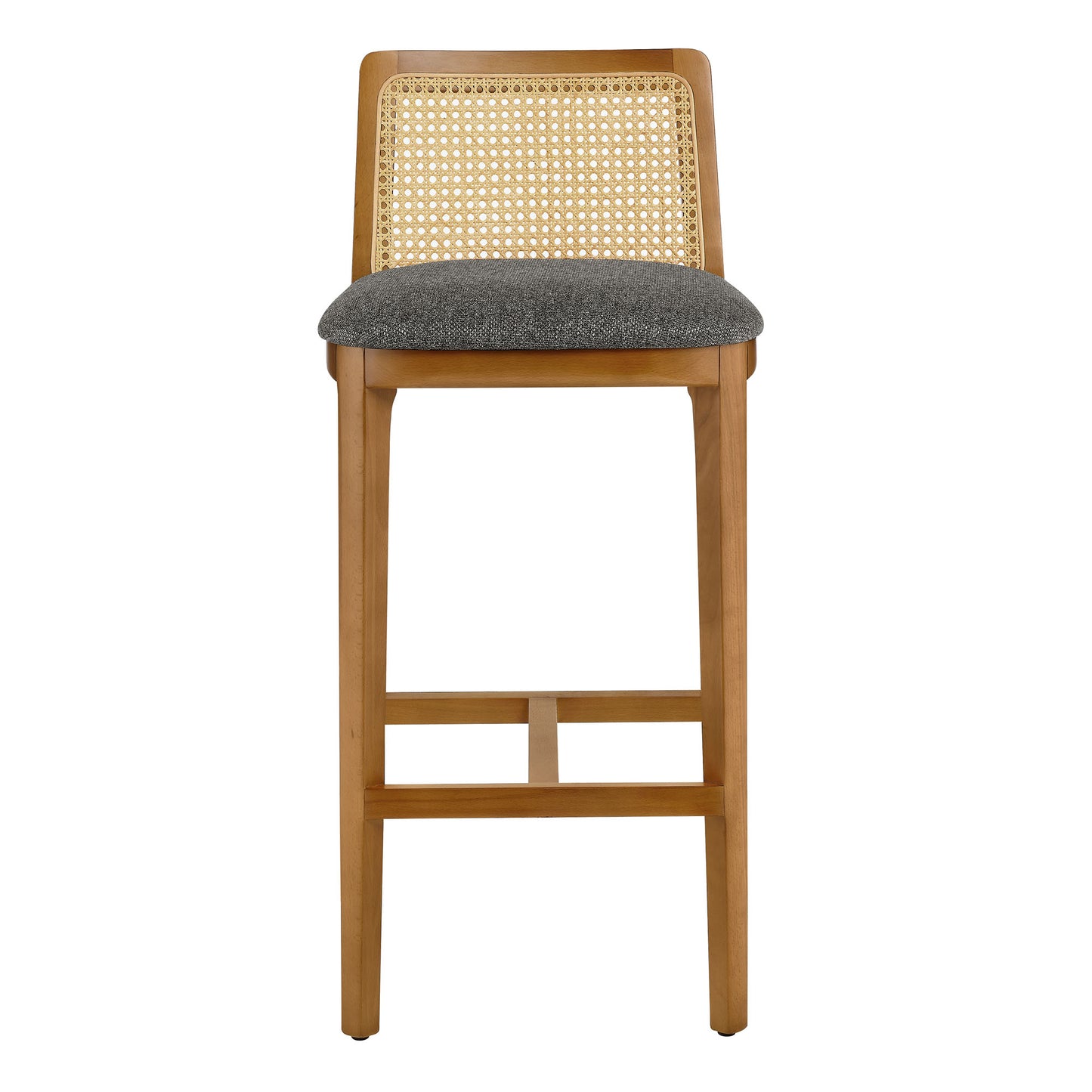 Modway Outlet Monarch Wood and Rattan Bar Stool by Modway  Bar and Dining Furniture Honey Natural Gray - EEI-6846-HON-NAT-GRY