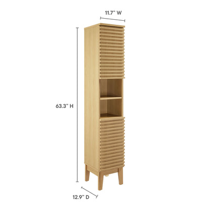Modway - Render Tall Narrow Bathroom Storage Cabinet by Modway  Bathroom Vanities Brown - EEI-6851-OAK