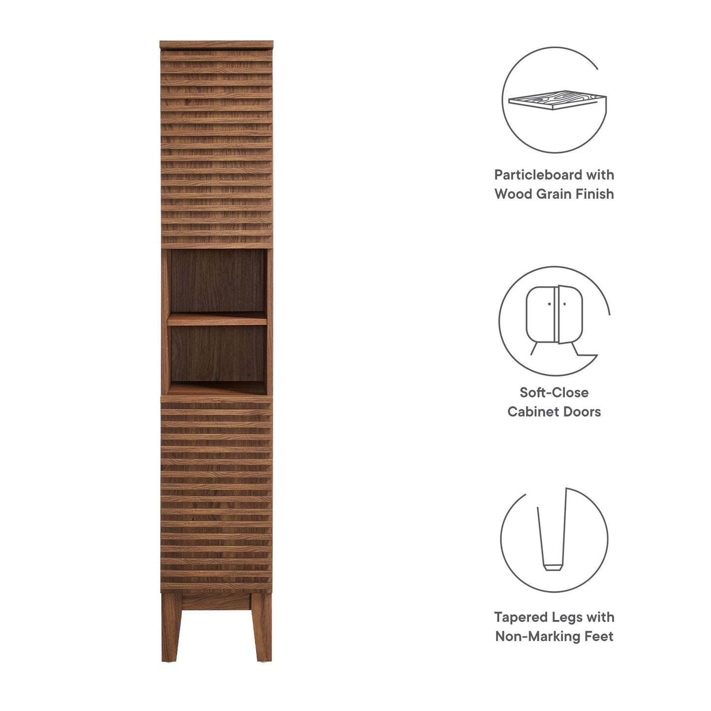 Modway - Render Tall Narrow Bathroom Storage Cabinet by Modway  Bathroom Vanities Brown - EEI-6851-WAL