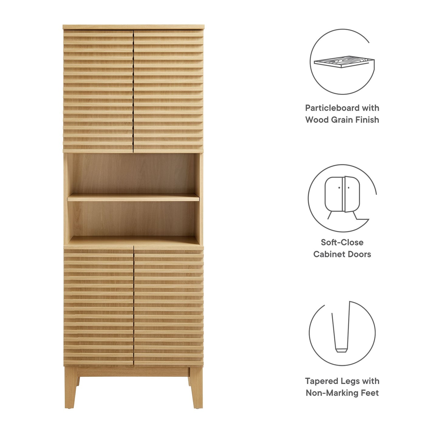 Modway - Render Tall Bathroom Storage Cabinet by Modway  Bathroom Vanities Brown - EEI-6852-OAK