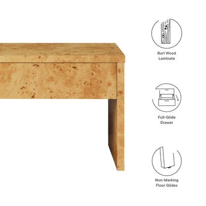 Modway - Hudson 1-Drawer Burl Wood Nightstand by Modway Bedroom Case Goods Natural - EEI-6855-BUR