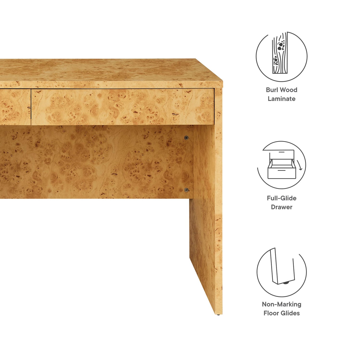 Modway - Hudson 2-Drawer Burl Wood Desk by Modway Office Furniture Computer Desks Natural - EEI-6858-BUR