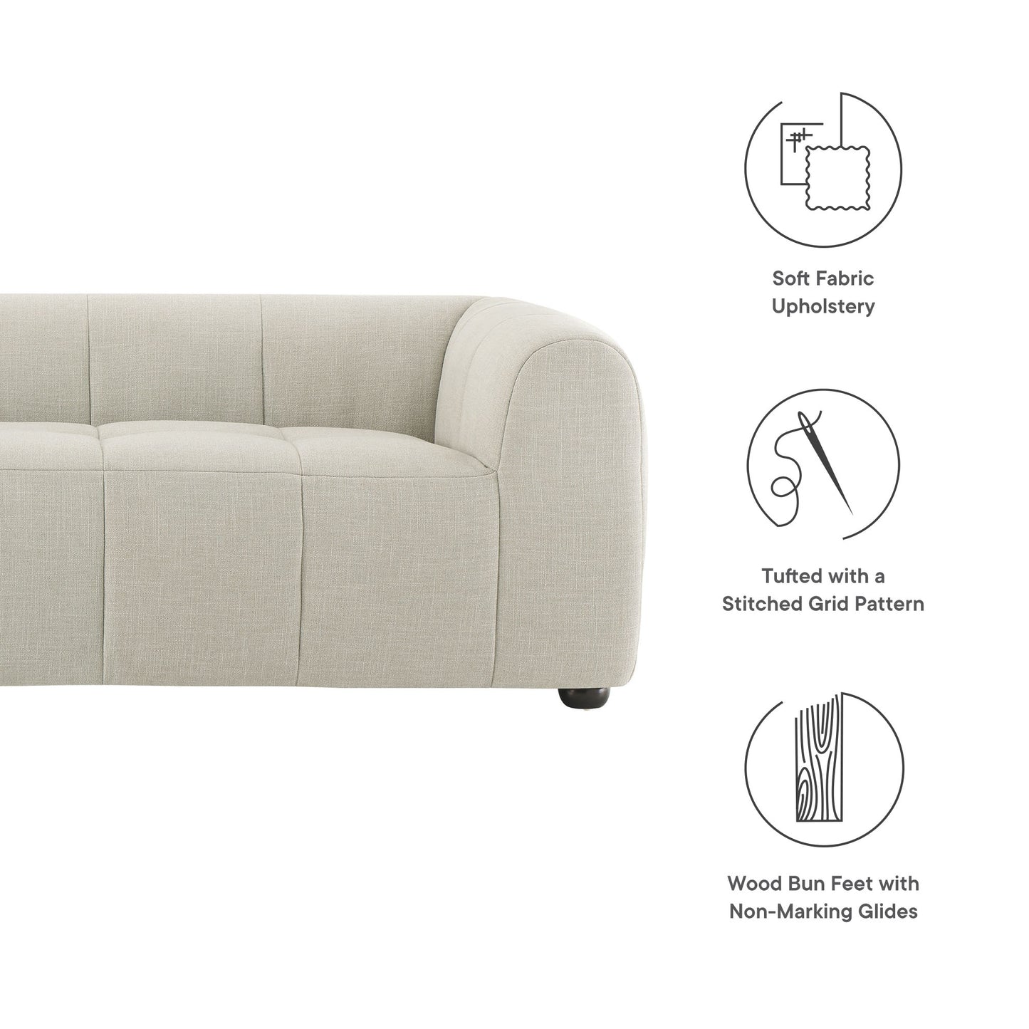 Modway - Liana Upholstered Fabric Sofa by Modway  Living Room Sofas and Armchairs Gray - EEI-6866-LIN